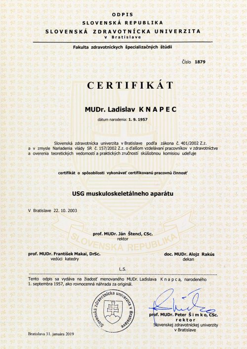 Certifikát USG